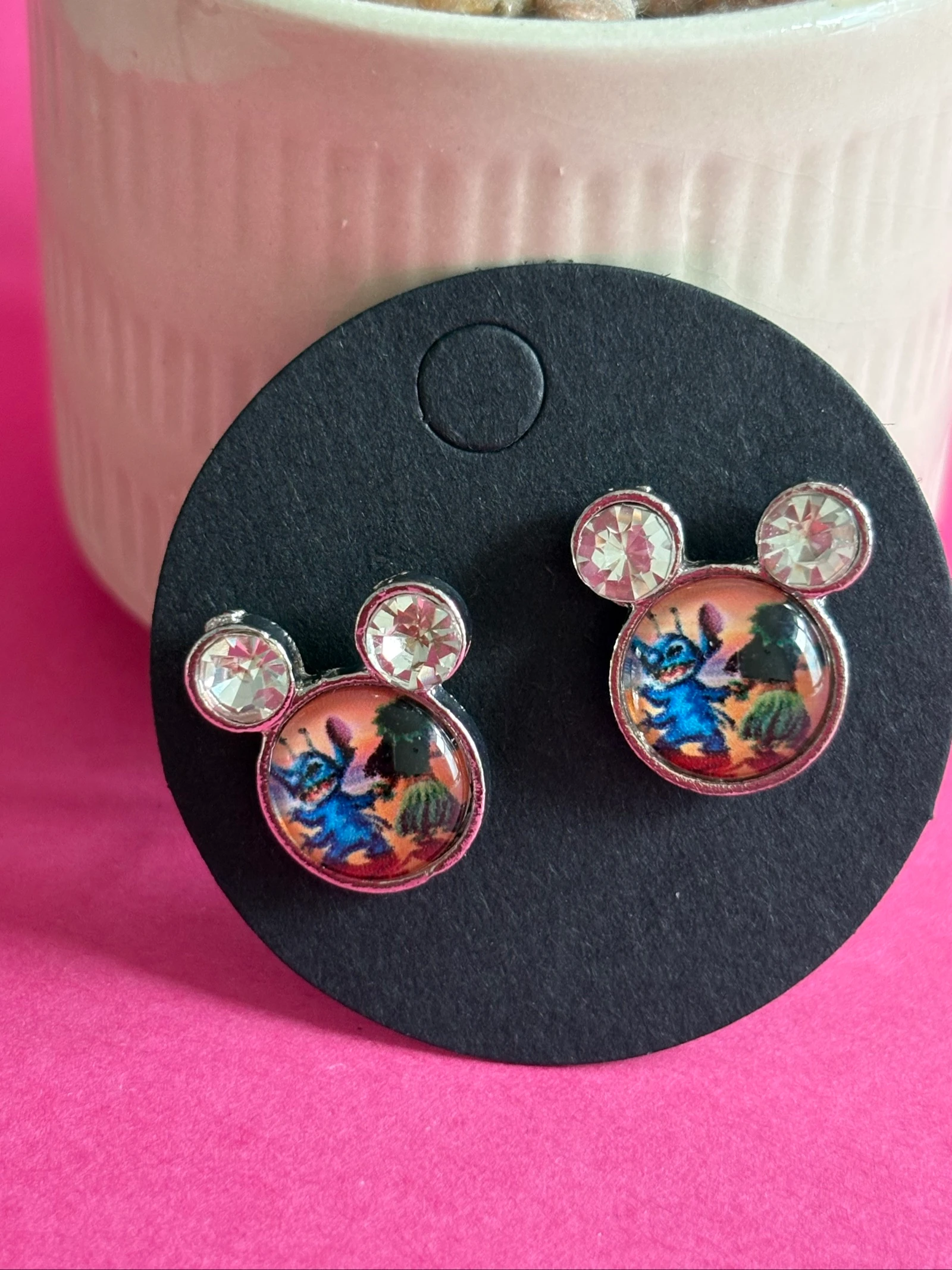 Brincos estilo Stitch Mickey / Disney com strass – photo 4
